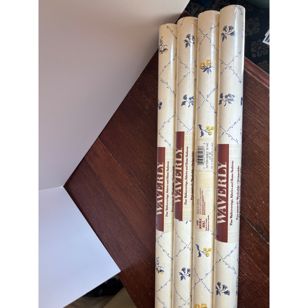 Waverly Wallpaper 4 Double Rolls Floral Vine Yellow Blue Cream 567445 Sealed